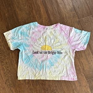 💐Spring sale! 50% off!💐Tie-Dye Cropped Tee with Daisy Graphic